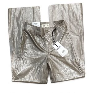 Oat New York High Rise Wide Leg Silver Metallic Size 00/24 Pants NWT